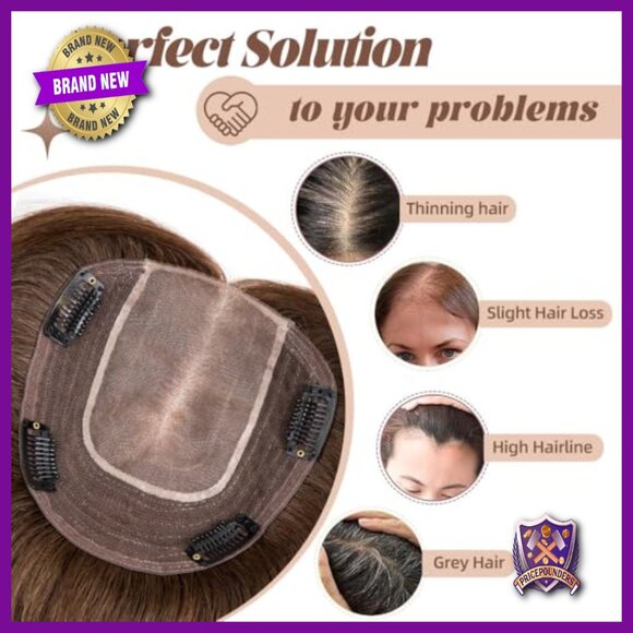 Human Hair Topper 10 Inch Mono Base Clip In Hairpiece for Thinning Hair main image 5